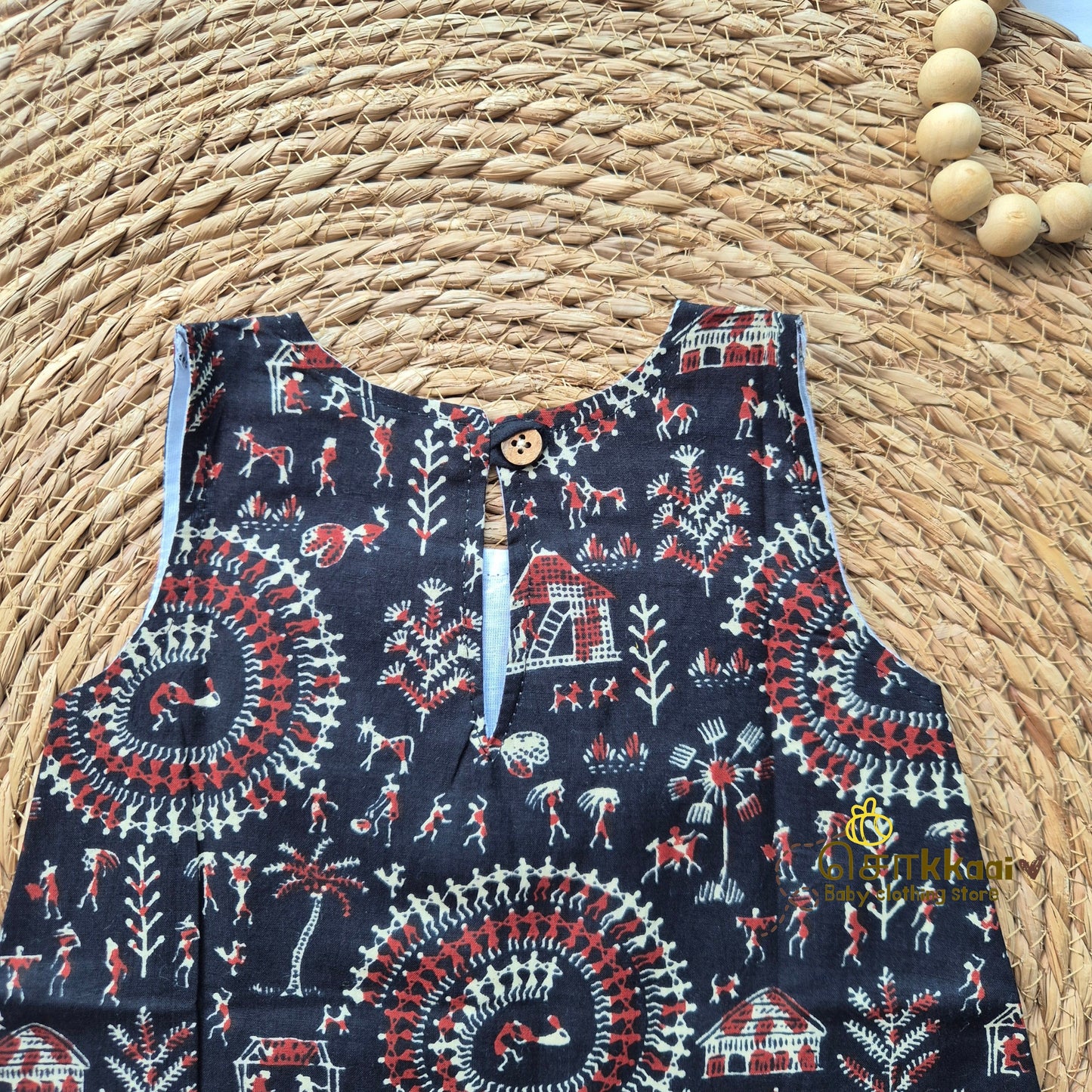 Black Warli A-line frock - (0-6years) Sokkaai