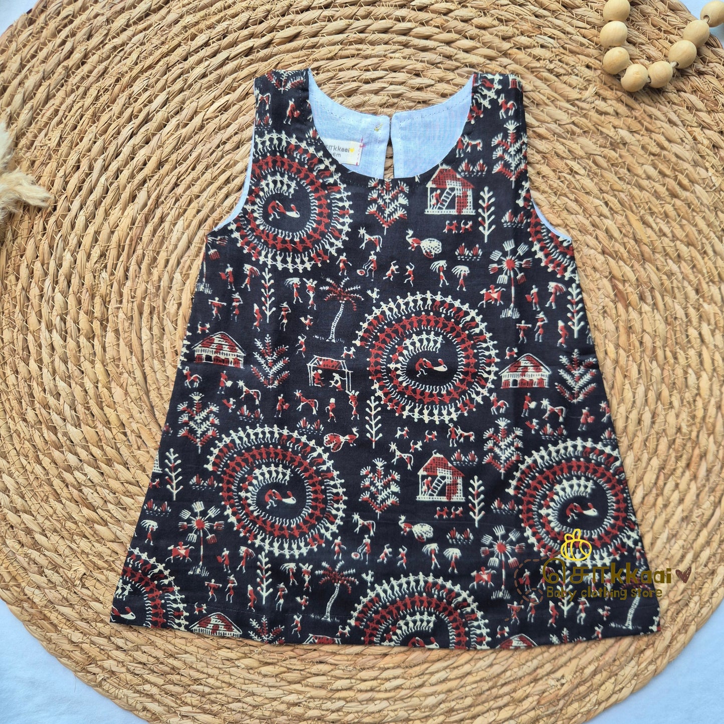 Black Warli A-line frock - (0-6years) Sokkaai