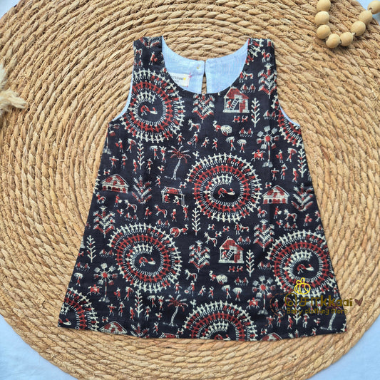 Black Warli A-line frock - (0-6years) Sokkaai