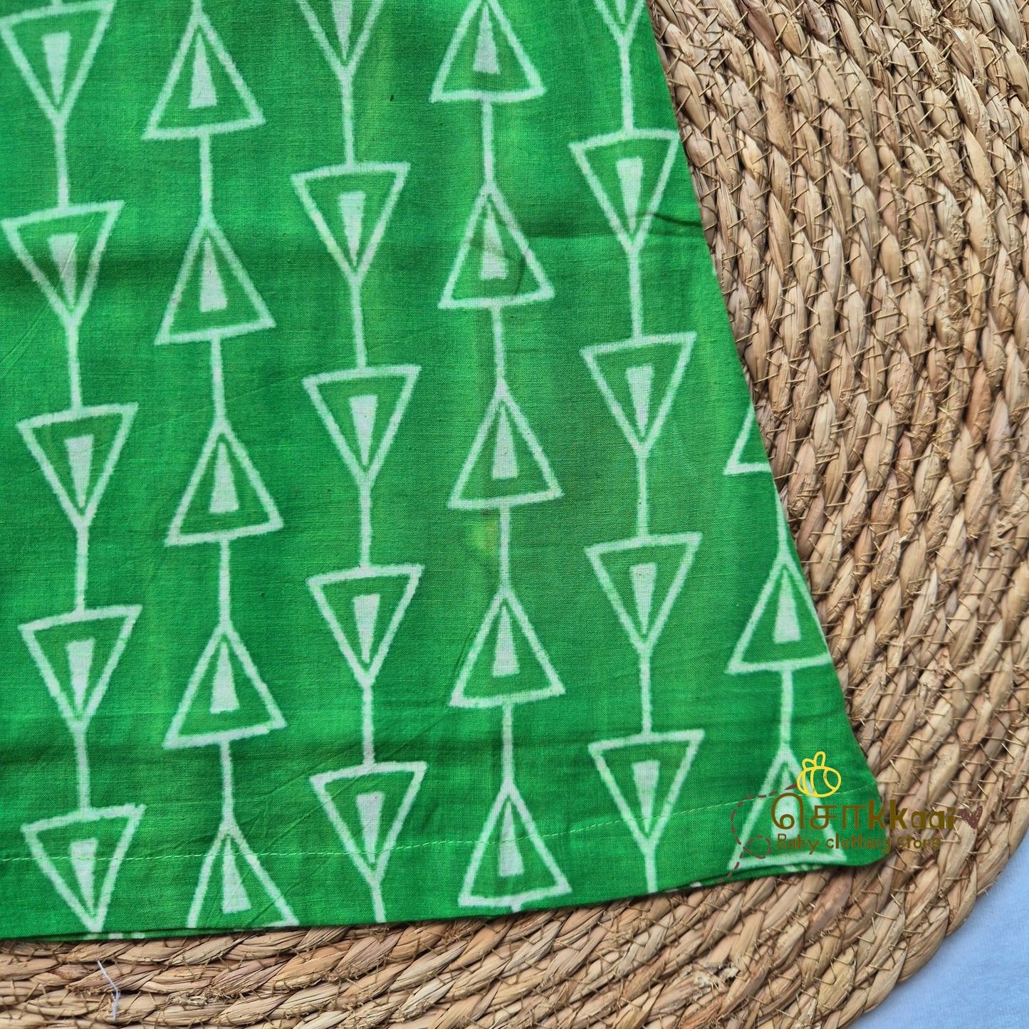 Green Triangle Vines A-line frock - (0-6years) Sokkaai