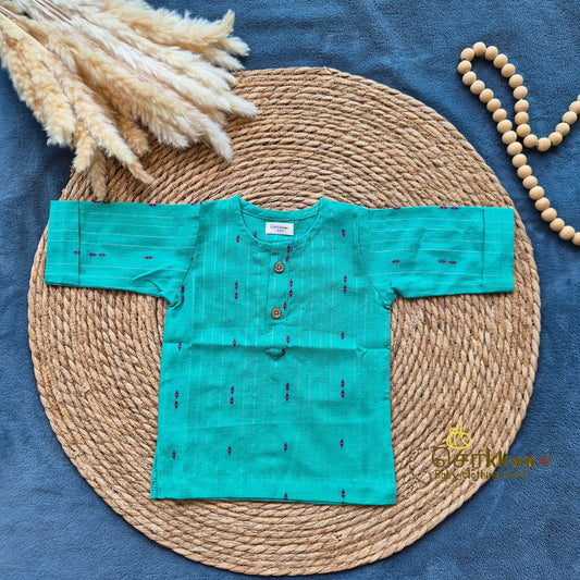 Turquoise & Magenta Mid length kurta with elbow sleeve (0-5years) Sokkaai