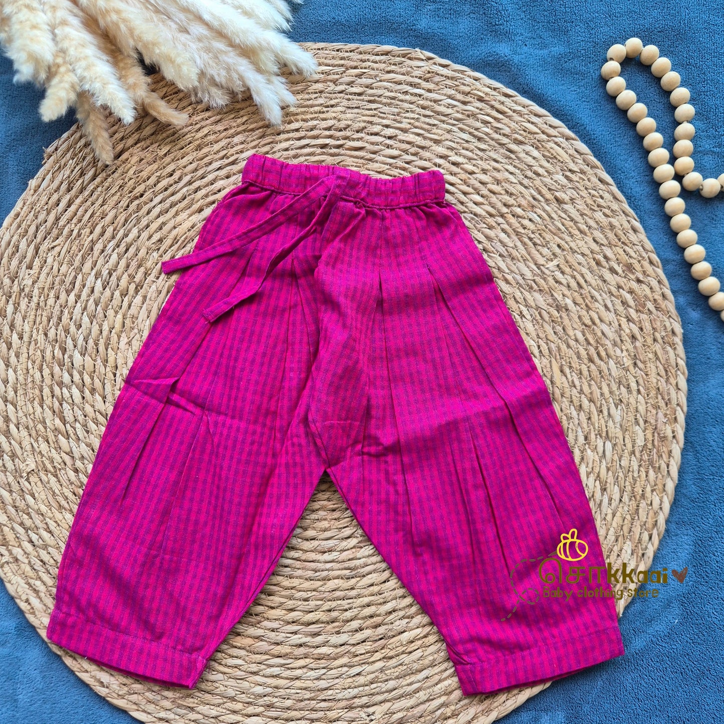Turquoise & Magenta Cotton Kurti-Pattiyala Set Girl(6m-6years) - Sokkaai