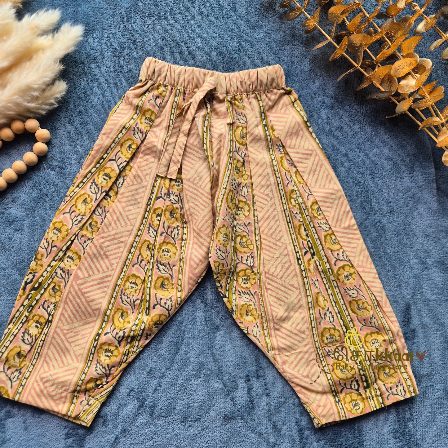 Pink Gulabi Floral Bel Cotton Kurti-Pattiyala Set Girl(6m-6years) - Sokkaai