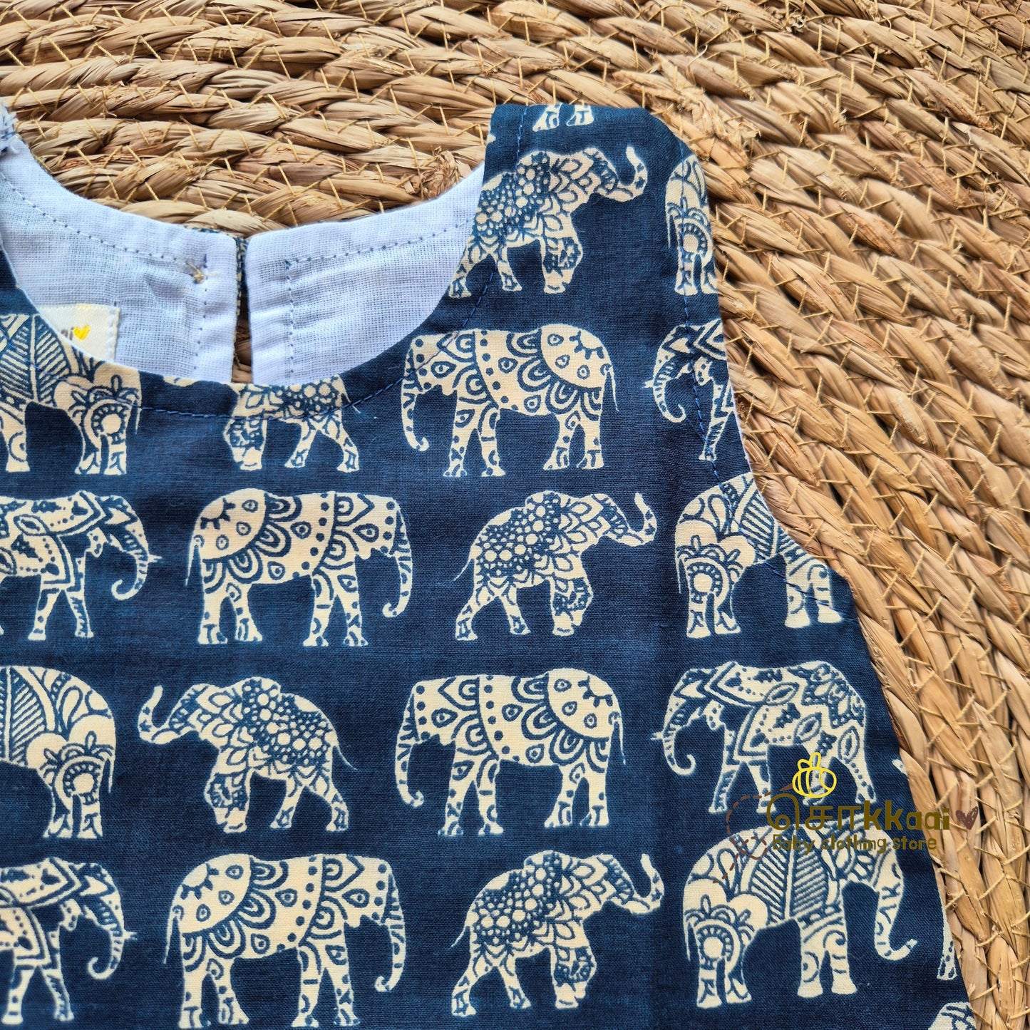Navy Blue Elephant Parade A-line frock - (0-6years) Sokkaai