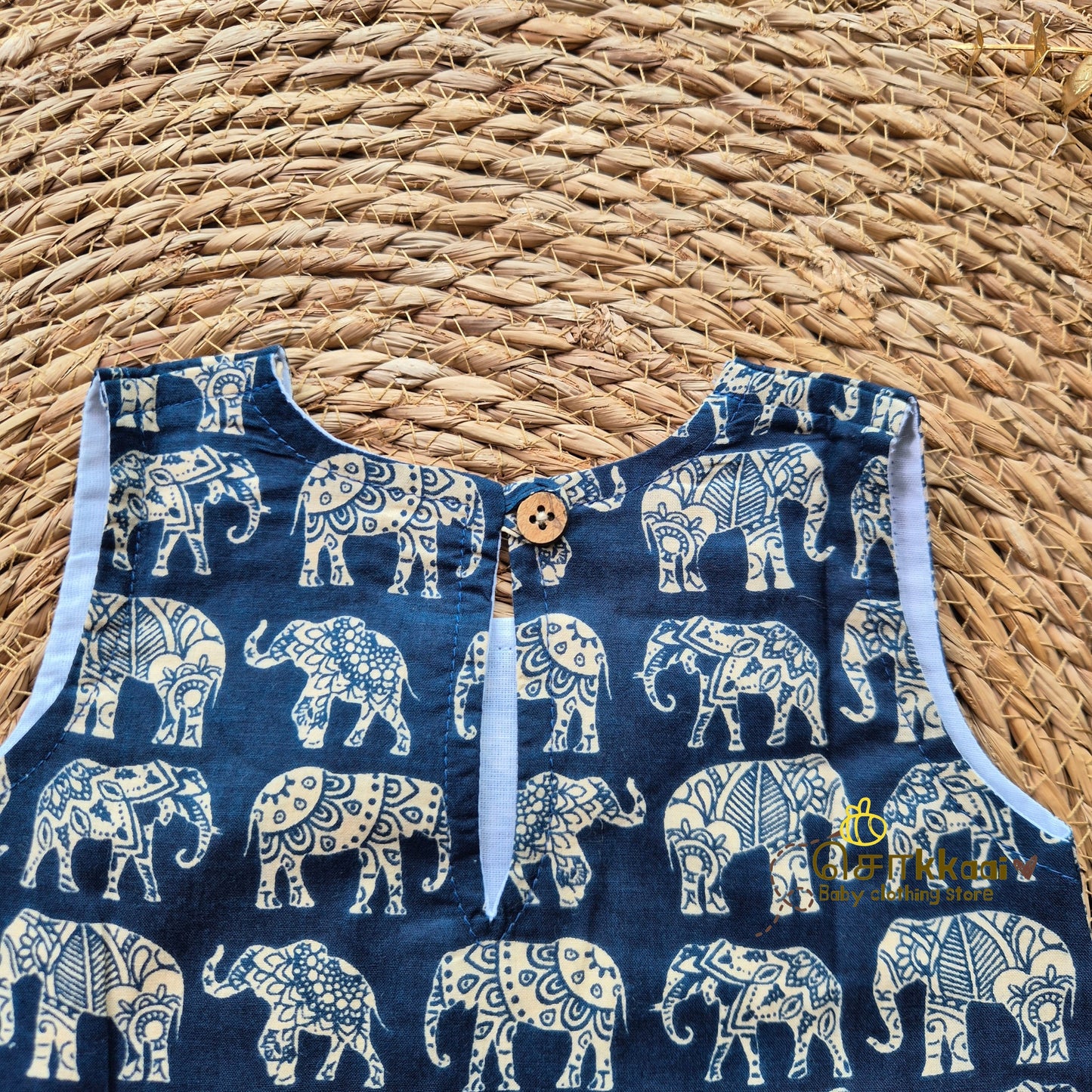 Navy Blue Elephant Parade A-line frock - (0-6years) Sokkaai
