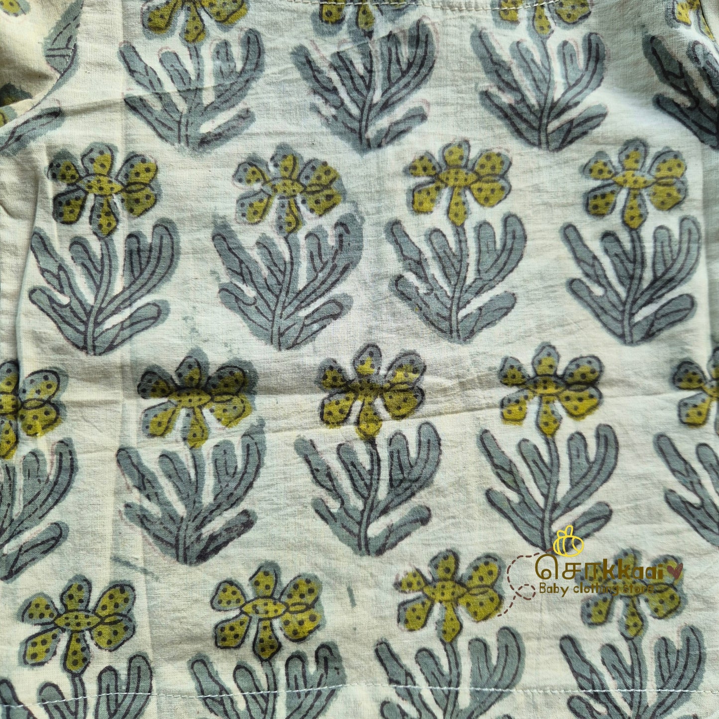Olive Leaf Natural Dyed Cotton Short Kurta (6m-6years) - Sokkaai