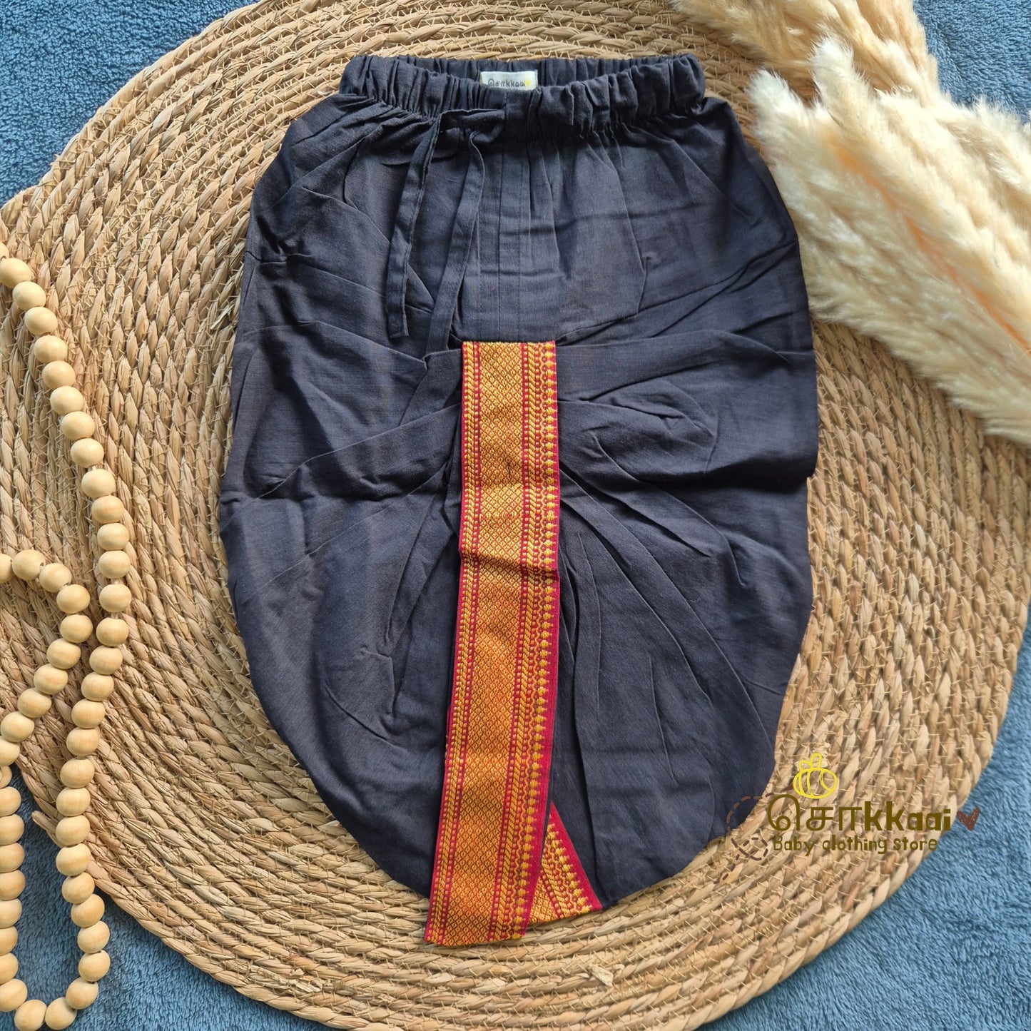 Black Cotton Kids Dhoti Pant (0-5yrs) - Sokkaai