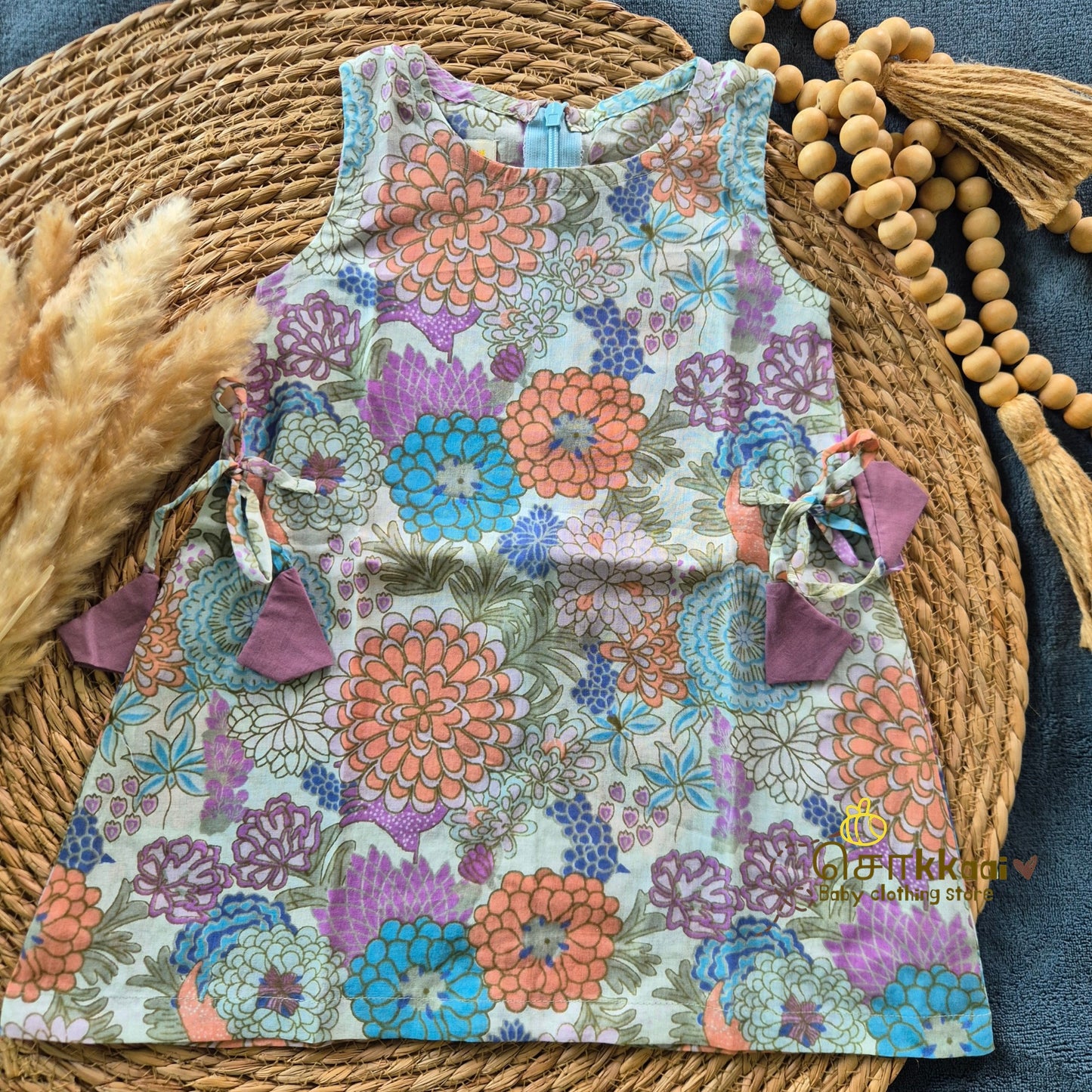 Lavender Bloom Garden Soft Mul Cotton Kurti-Pattiyala Set Girl(6m-6years) - Sokkaai