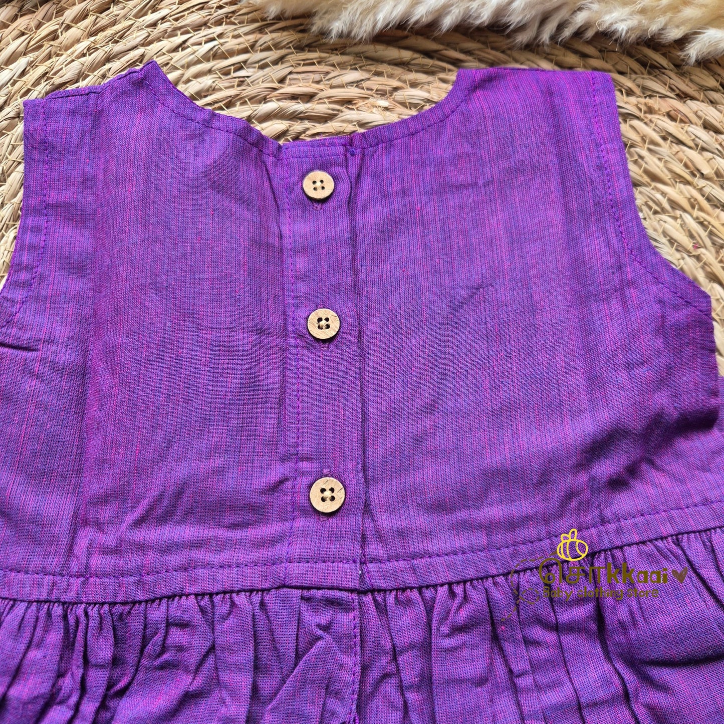 Royal Purple Mangalgiri Cotton Girl Frock (0-5years) - Sokkaai