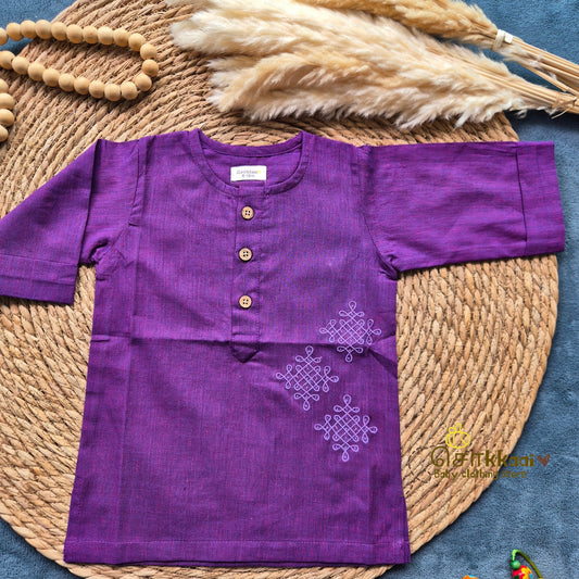 Royal Purple Mid length kurta with elbow sleeve (0-8years) - Sokkaai
