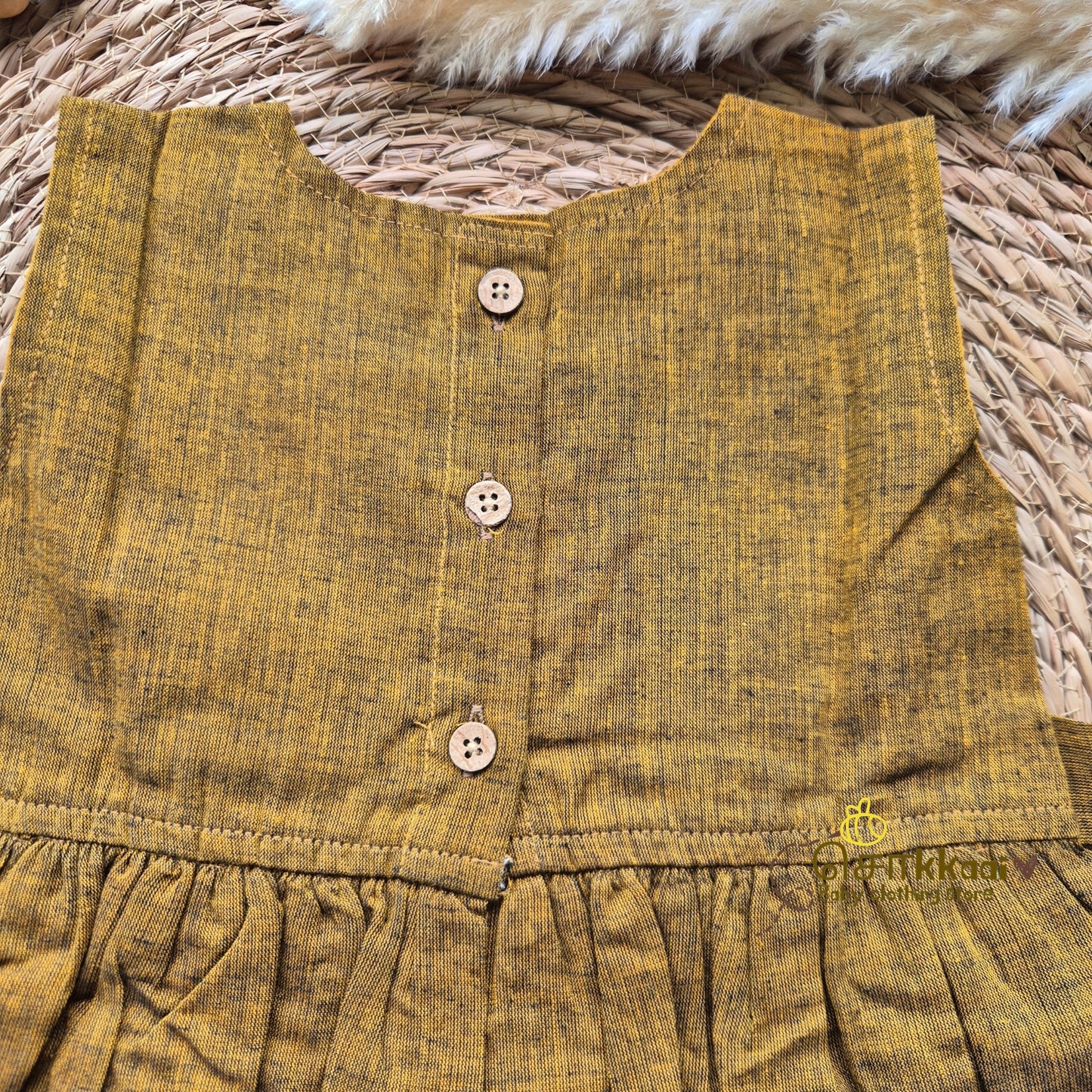 Mustard Brown Mangalgiri Cotton Girl Frock (0-5years) - Sokkaai
