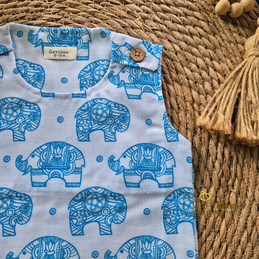 Elephant Mix cotton shoulder button tops (0-3years) - Sokkaai