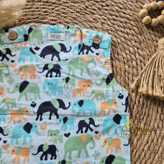 Multi color Elephant shoulder button tops (0-3years) - Sokkaai