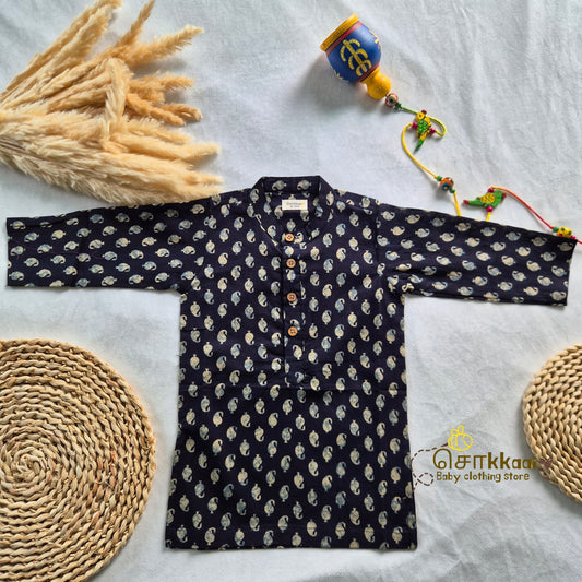 Black Mango Butta long kurta with full sleeve (0-6years) - Sokkaai