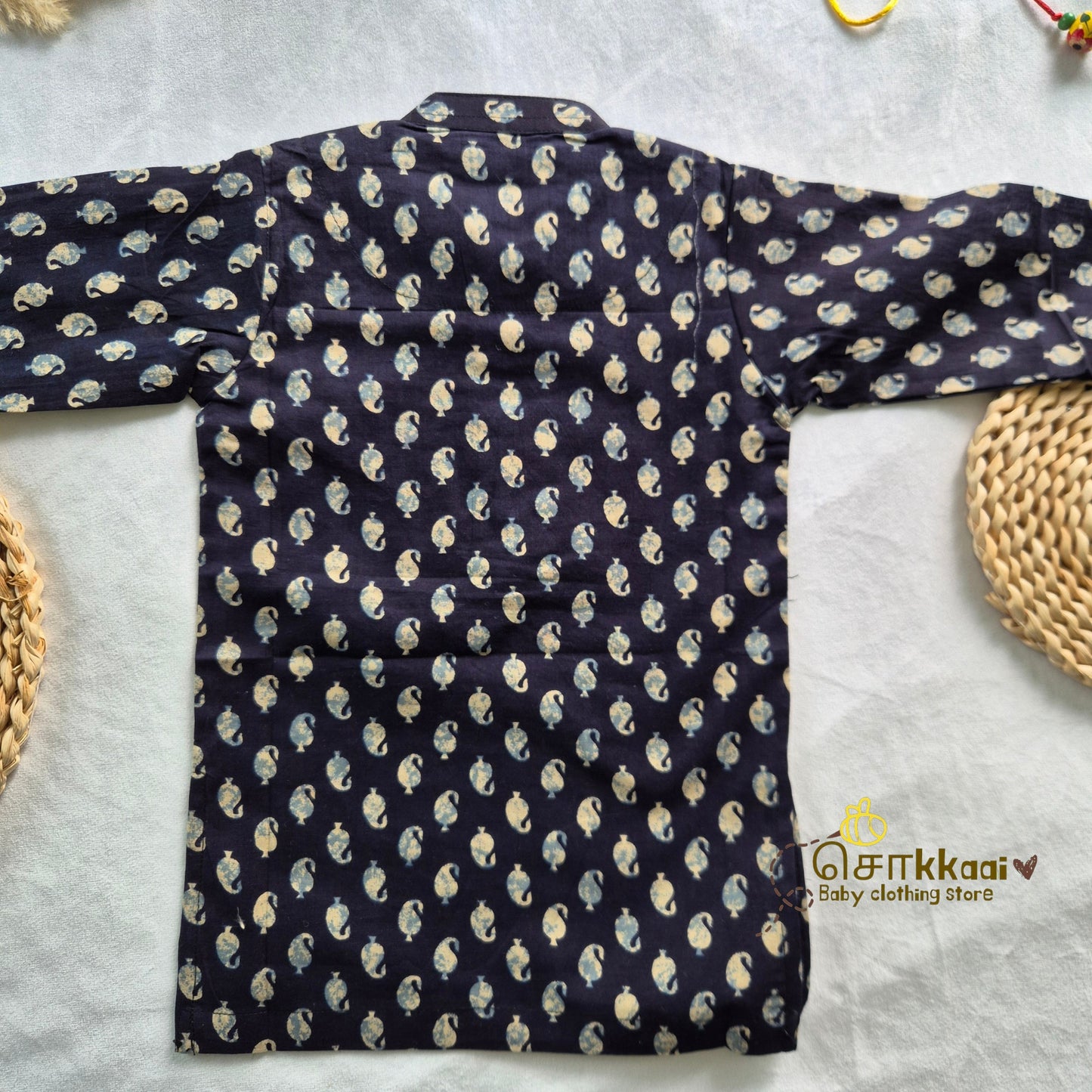 Black Mango Butta long kurta with full sleeve (0-6years) - Sokkaai