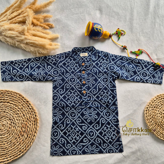 Indigo Bandhini long kurta with full sleeve (0-6years) - Sokkaai