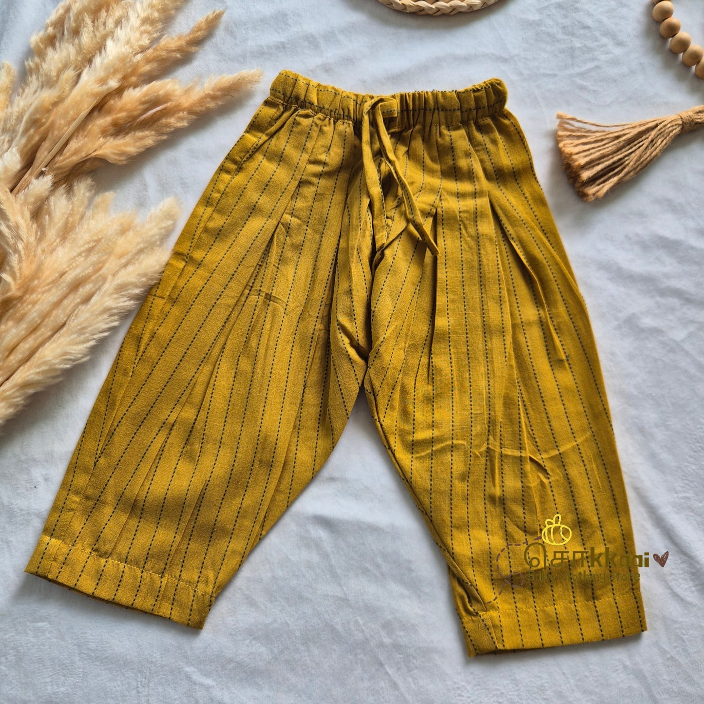 Bottle Green & Mustard Cotton Kurti-Pattiyala Set Girl(6m-5years) - Sokkaai