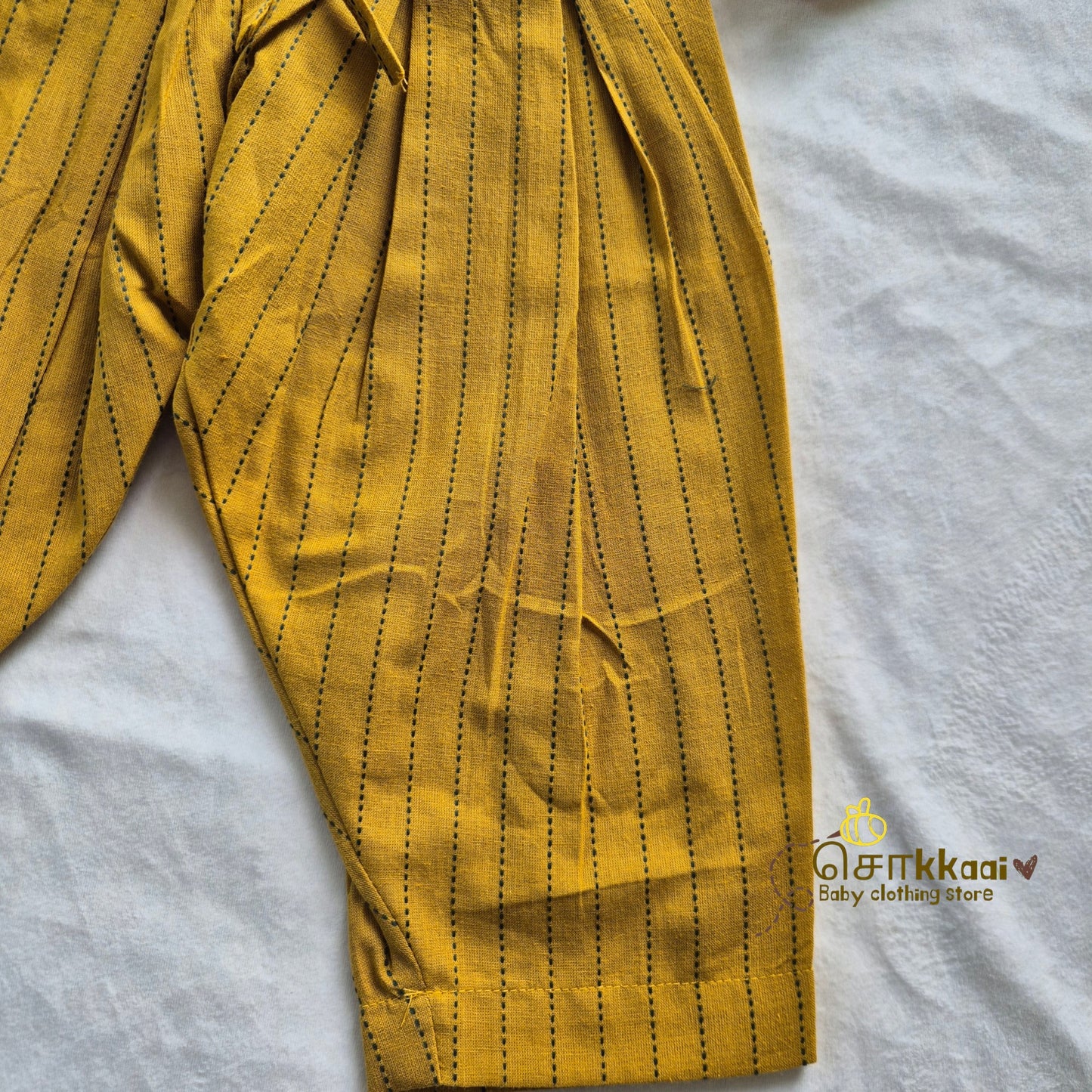 Bottle Green & Mustard Cotton Kurti-Pattiyala Set Girl(6m-5years) - Sokkaai
