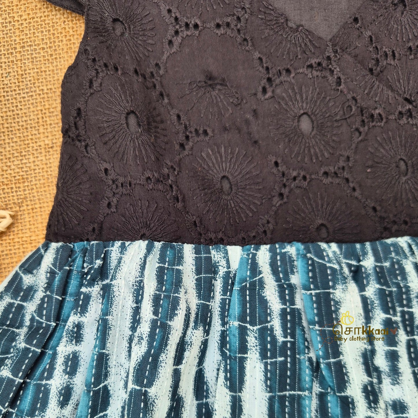 Midnight Tide Overlap Flared Girl Frock (0-3years) - Sokkaai