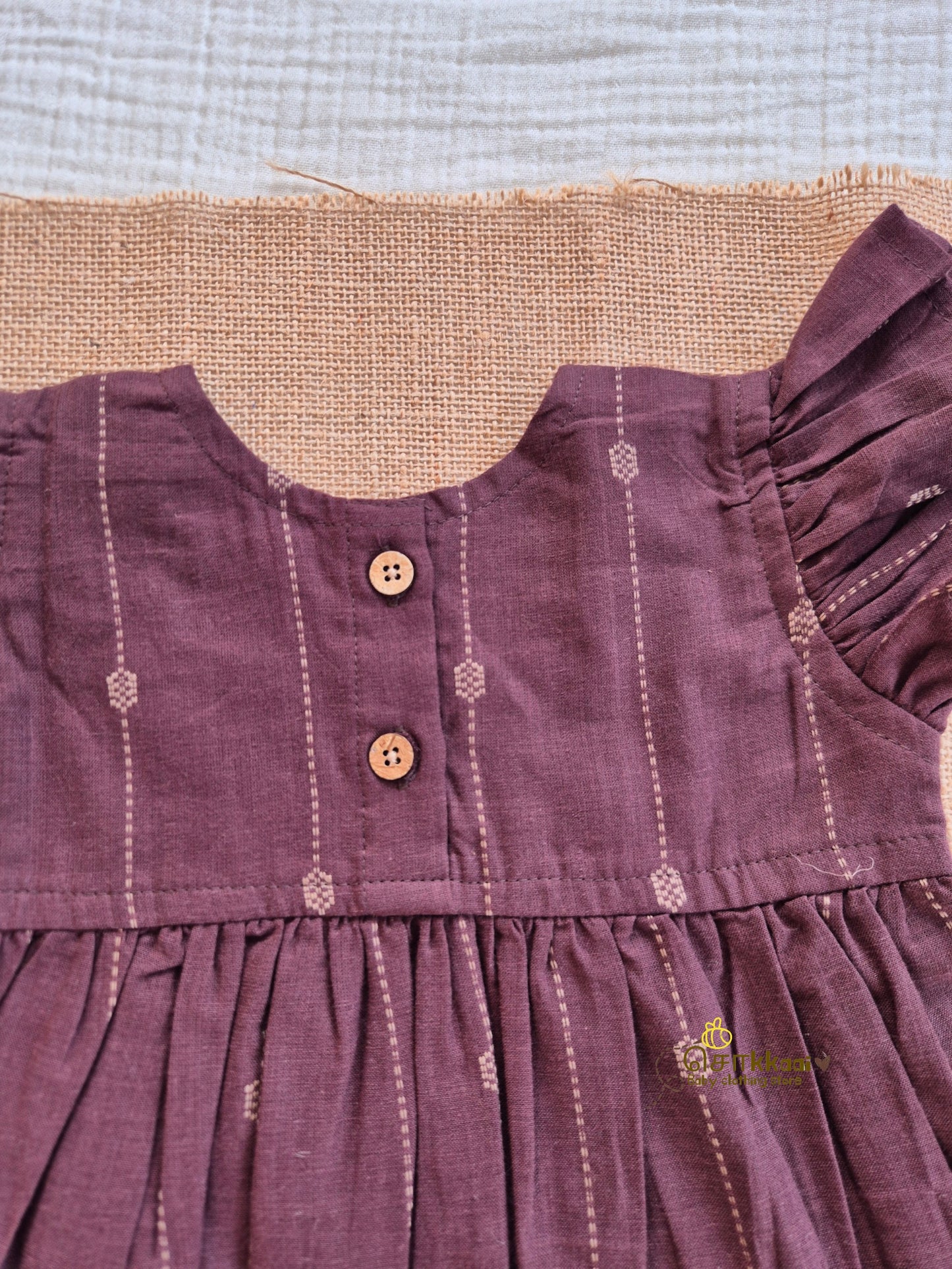 Cocoa Dune Frill Sleeve Box Neck Frock (1-5years) - Sokkaai