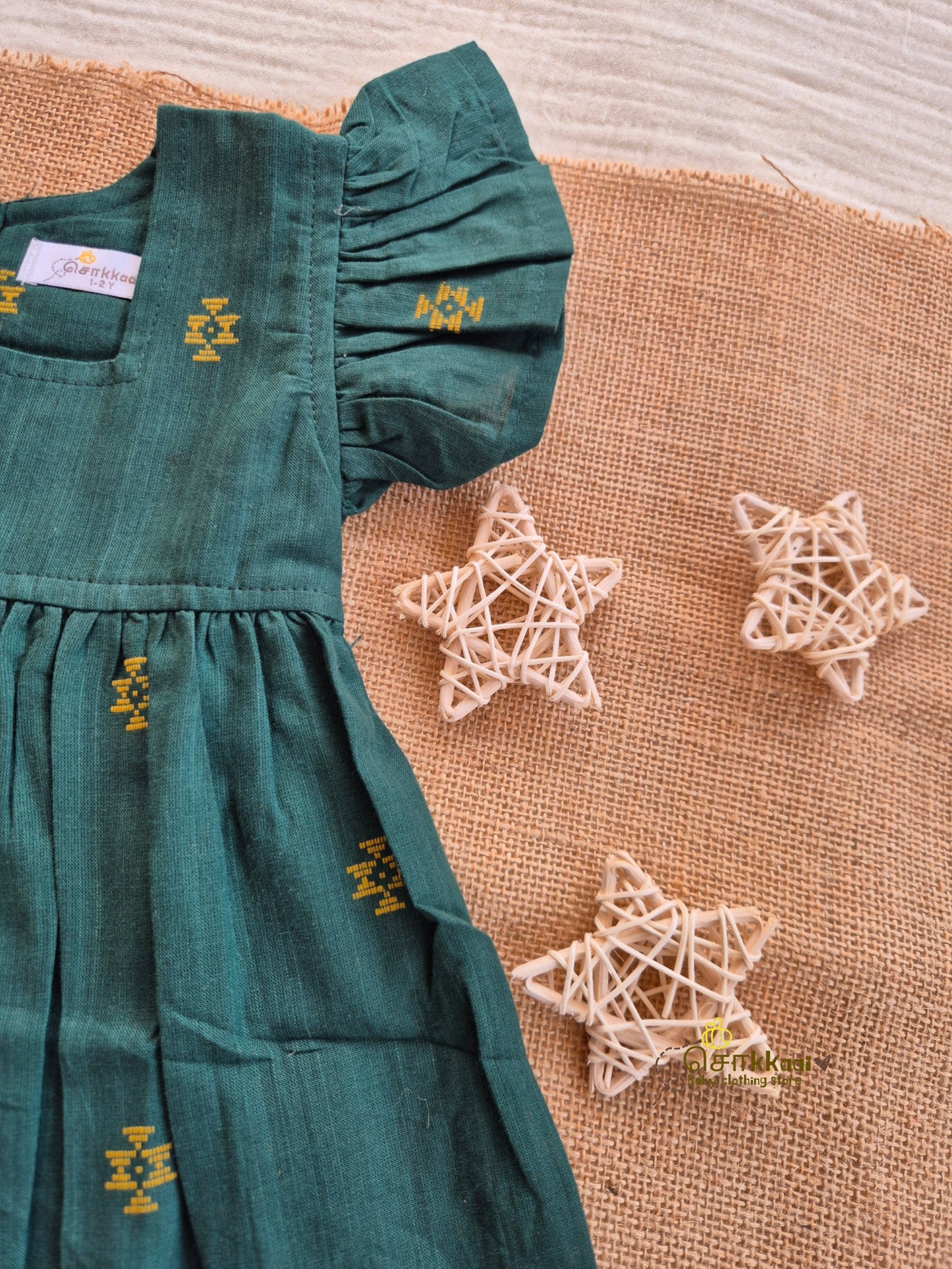 Emerald Grove Frill Sleeve Box Neck Frock (1-5years) - Sokkaai