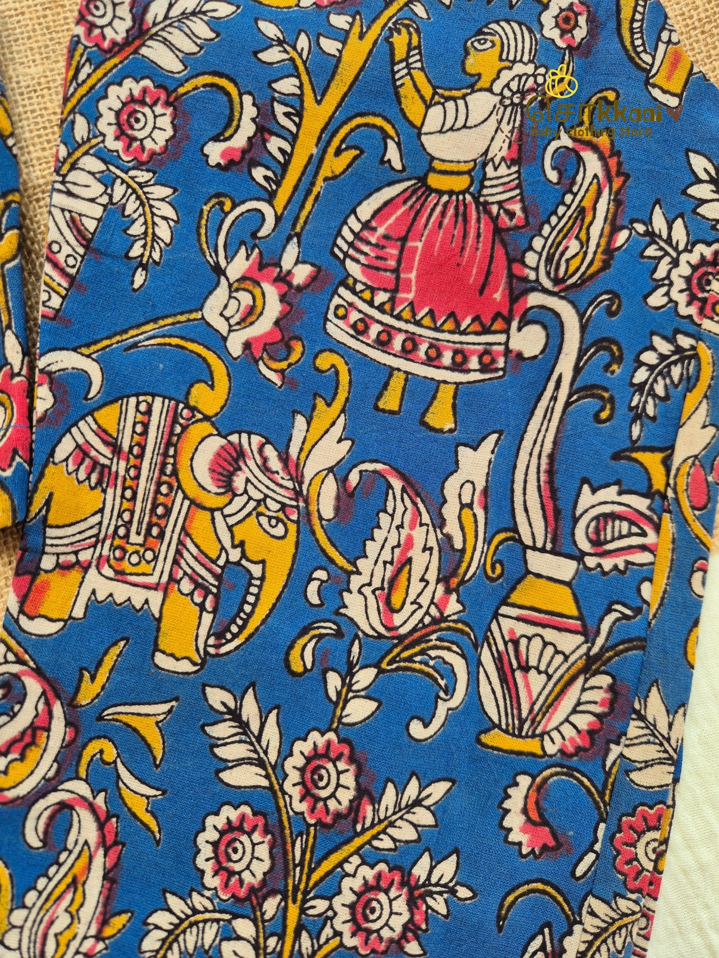 Folk Blue Kalamkari Palazzo Set (1-6years) - Sokkaai