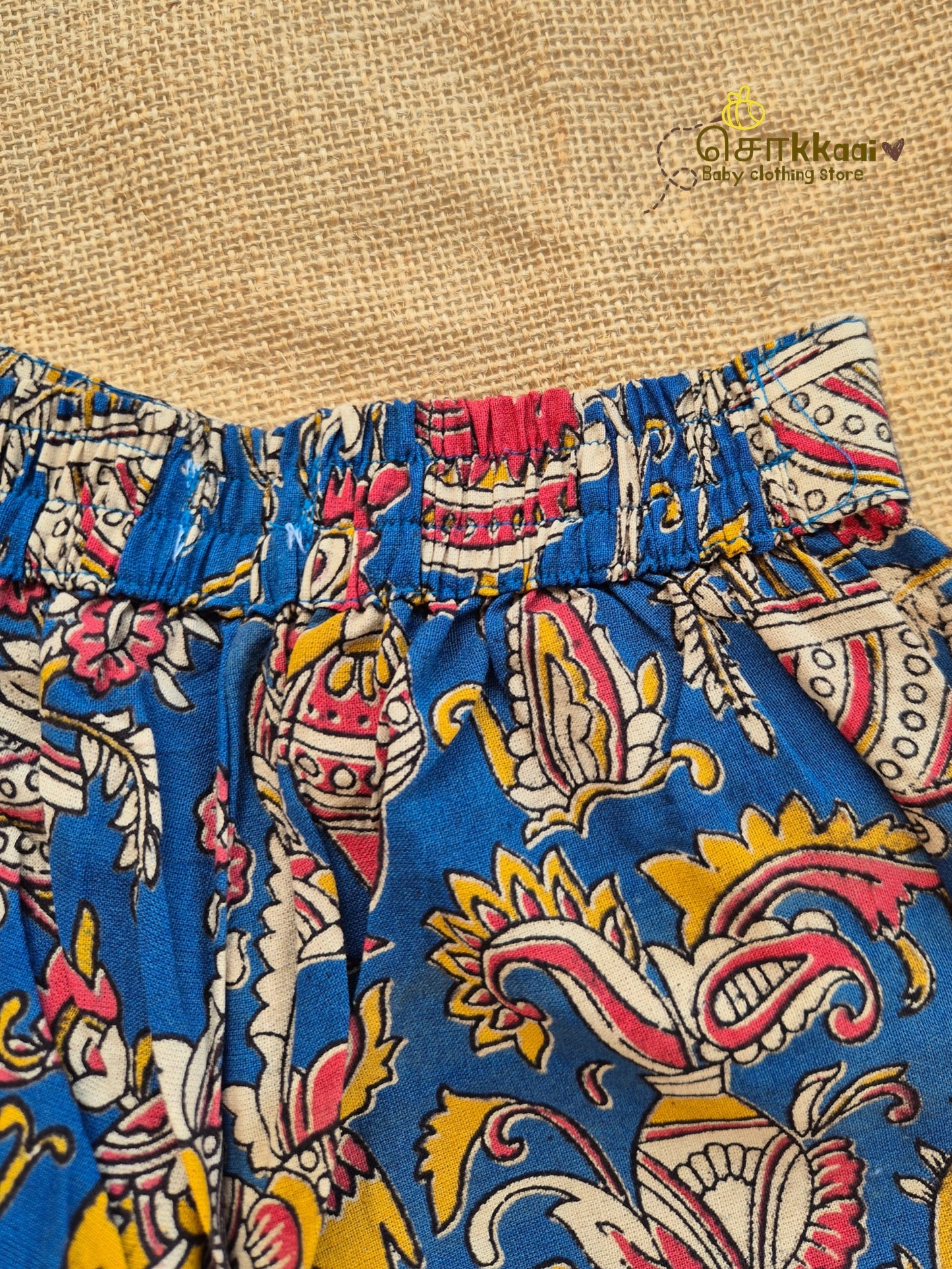 Folk Blue Kalamkari Palazzo Set (1-6years) - Sokkaai