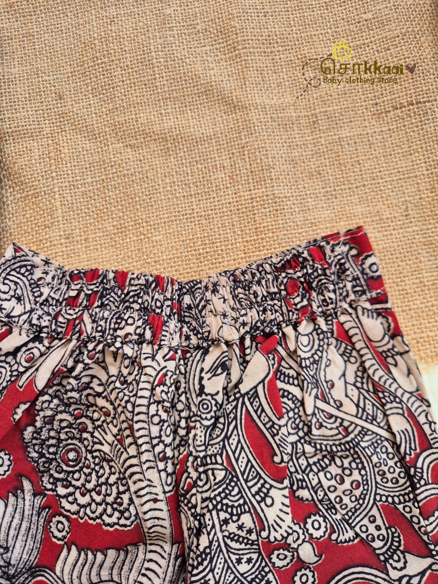 Red Heritage Kalamkari Palazzo Set (1-6years) - Sokkaai
