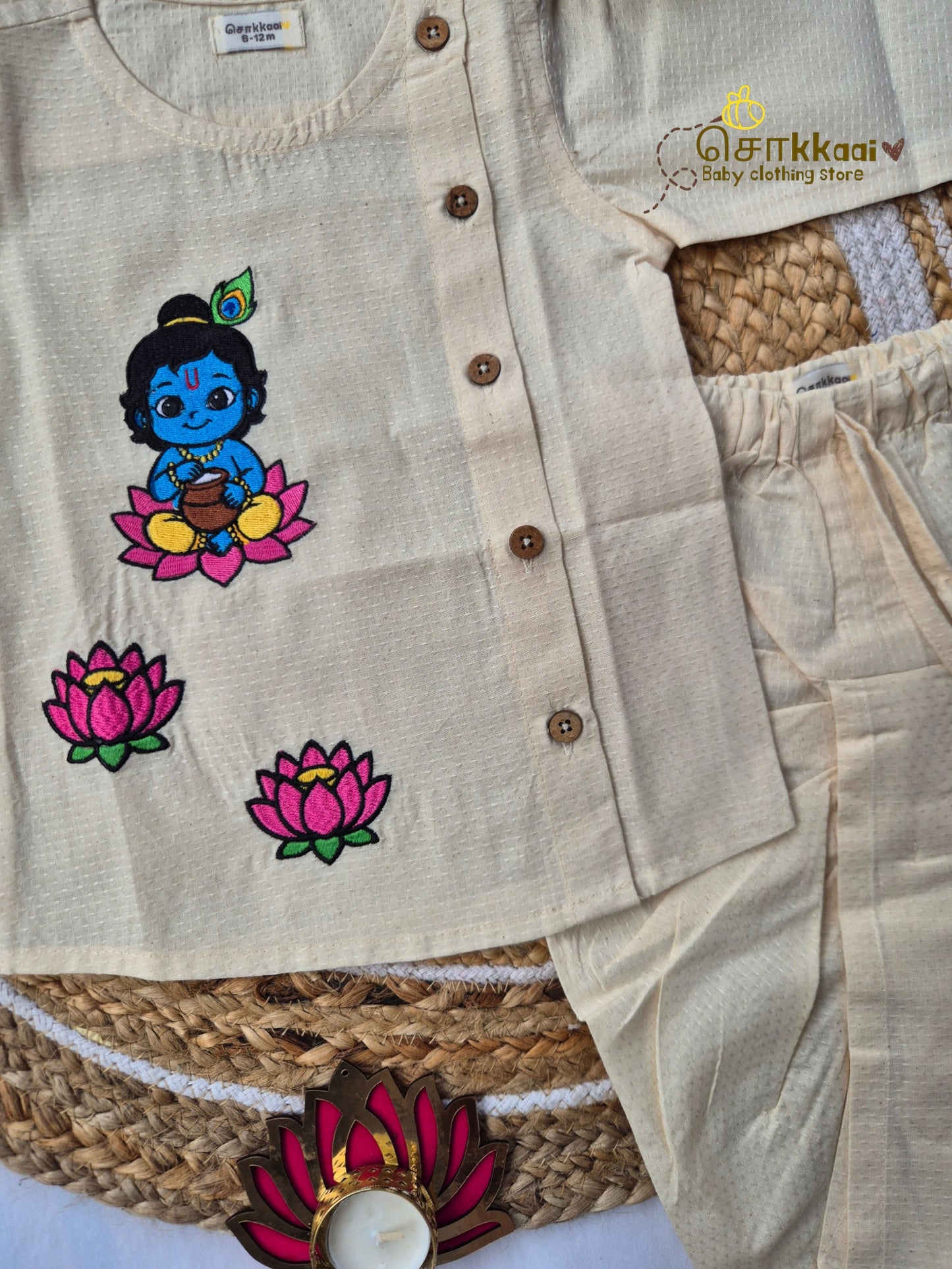 Krishna Jeyanthi Kids Dhoti Set (Newborn-3yrs) - Sokkaai