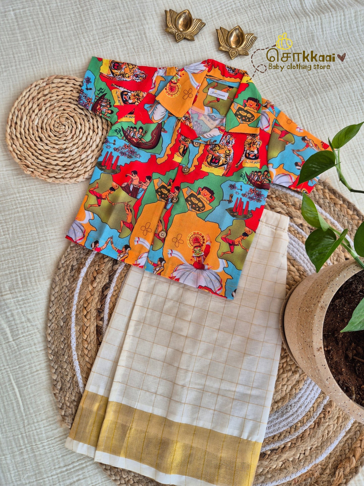 God's Own Carnival Shirt & Veshti set (6m-6yrs) - Sokkaai