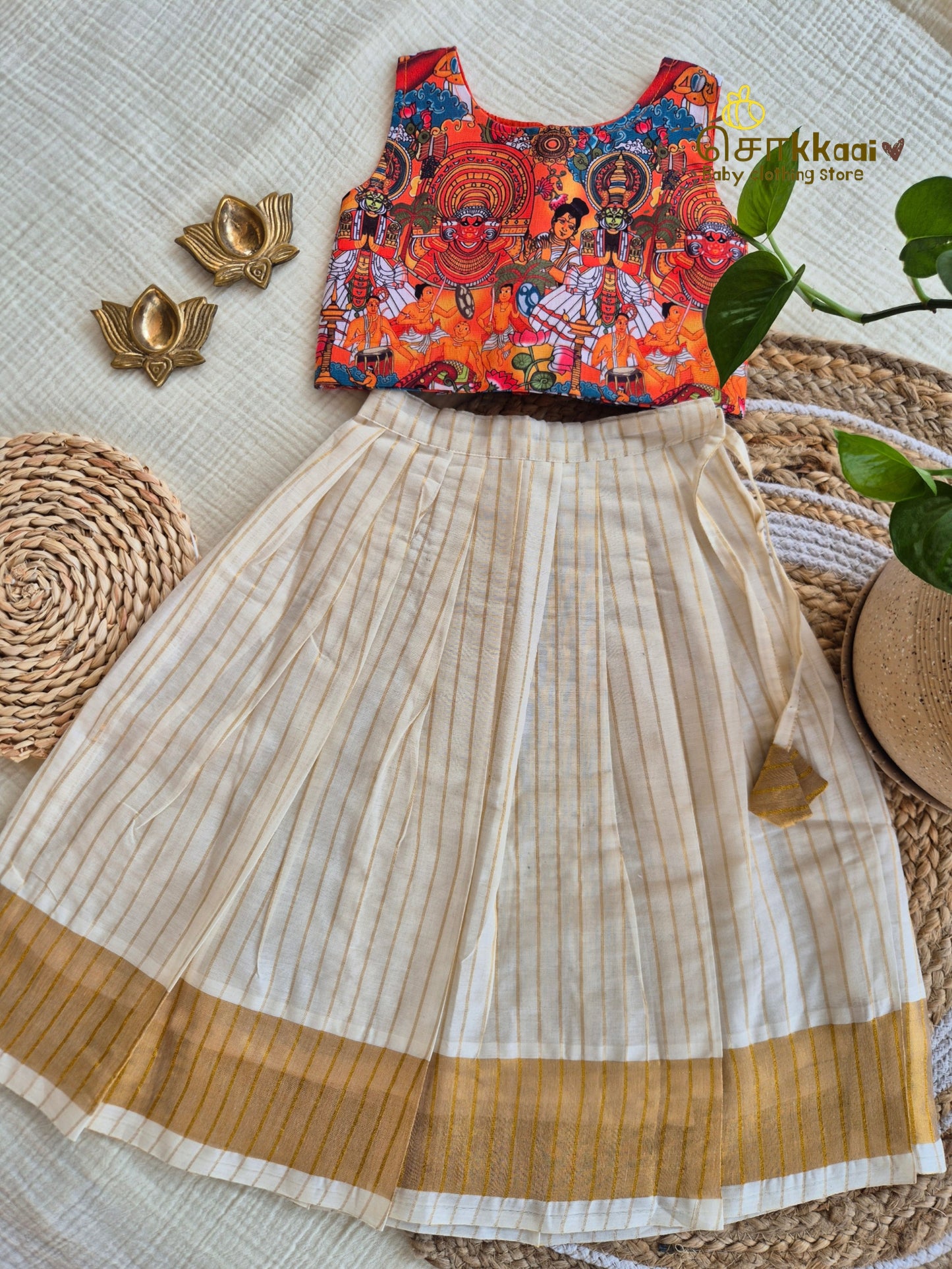 Onam Theyyam Skirt and Top Girls (6m-6years) - Sokkaai