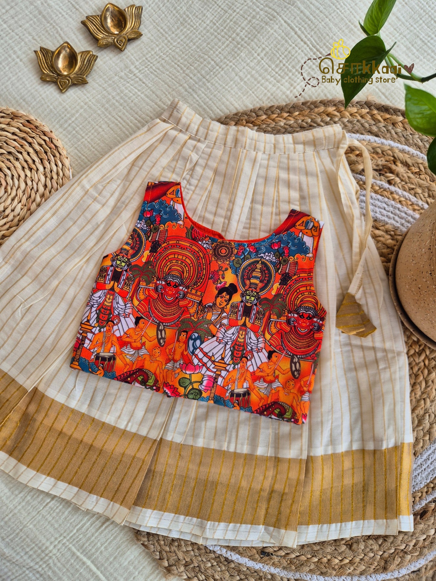 Onam Theyyam Skirt and Top Girls (6m-6years) - Sokkaai