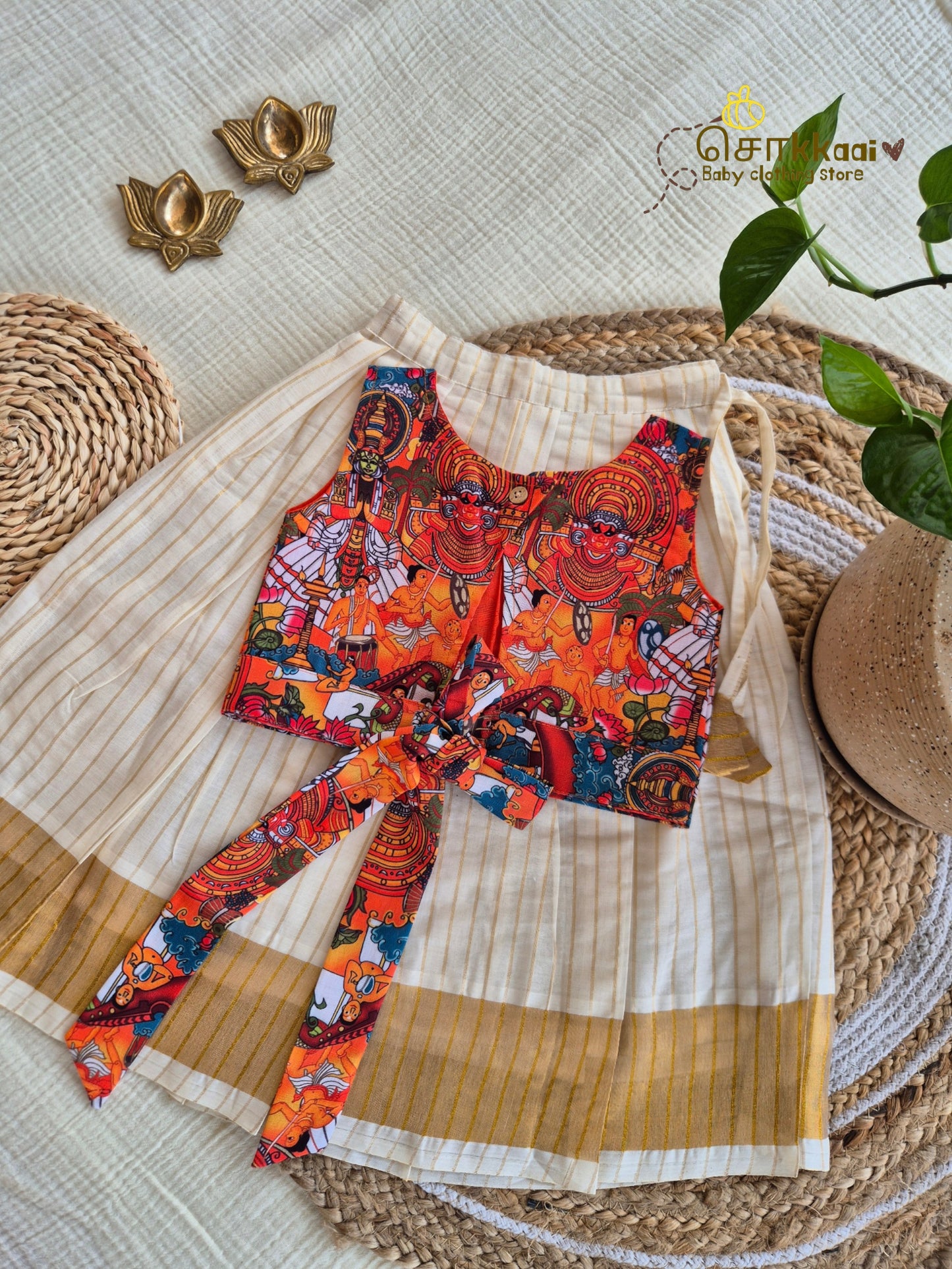Onam Theyyam Skirt and Top Girls (6m-6years) - Sokkaai