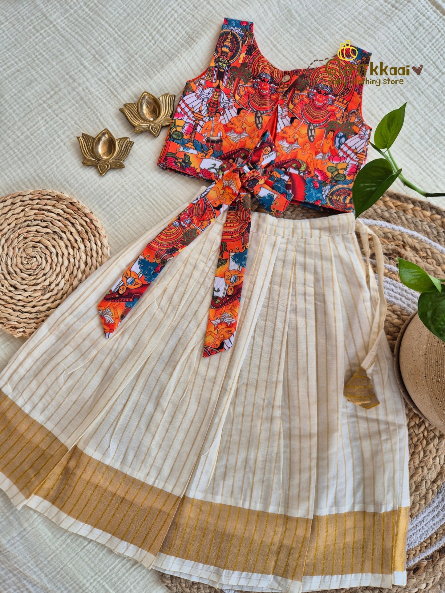 Onam Theyyam Skirt and Top Girls (6m-6years) - Sokkaai