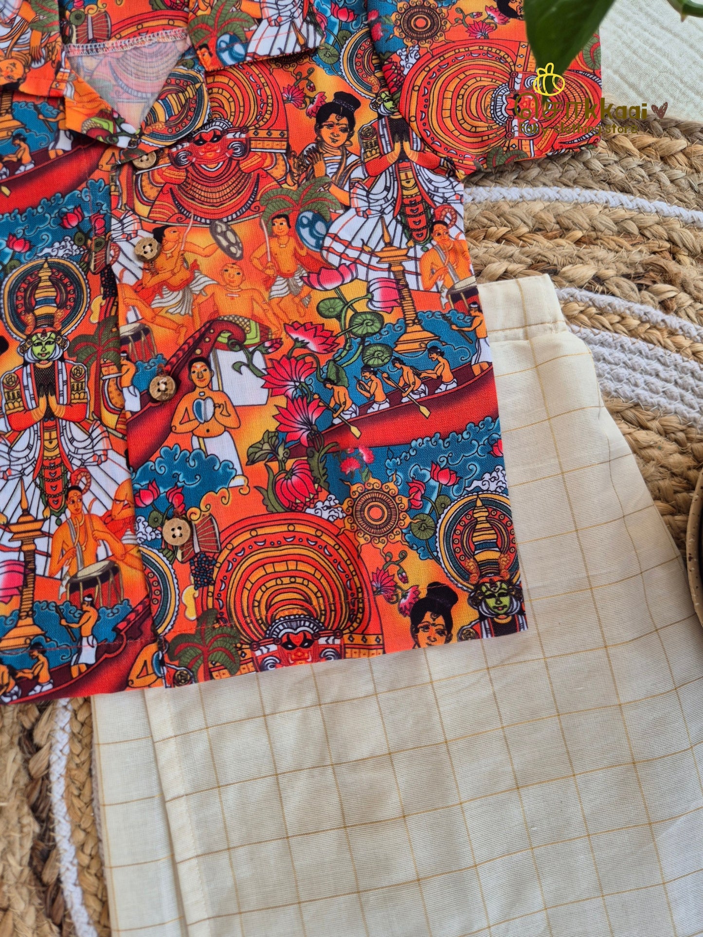 Onam Theyyam Shirt & Veshti set (6m-6yrs) - Sokkaai