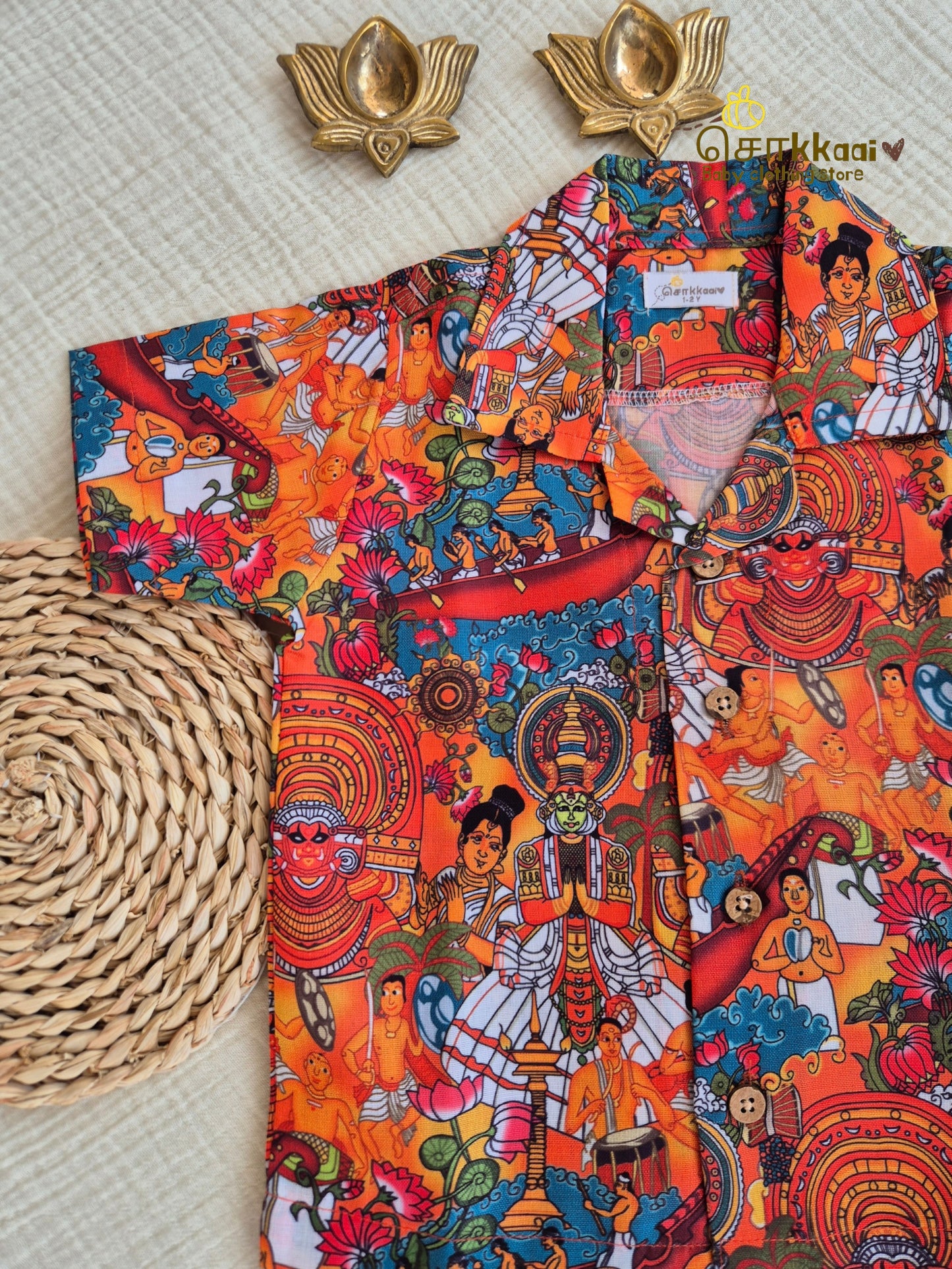 Onam Theyyam Shirt & Veshti set (6m-6yrs) - Sokkaai
