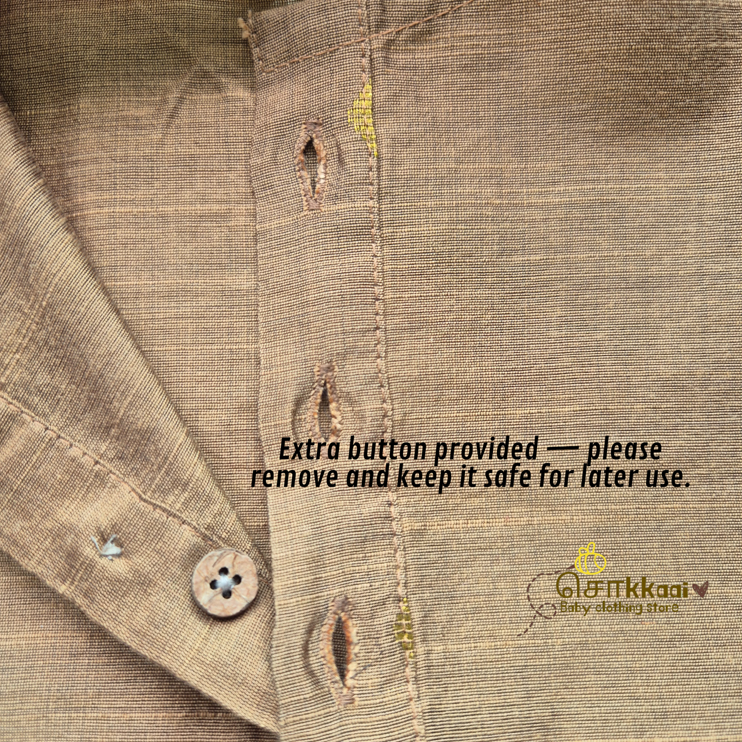 Golden sand raw silk elbow sleeve kurta - (0-5years) Sokkaai