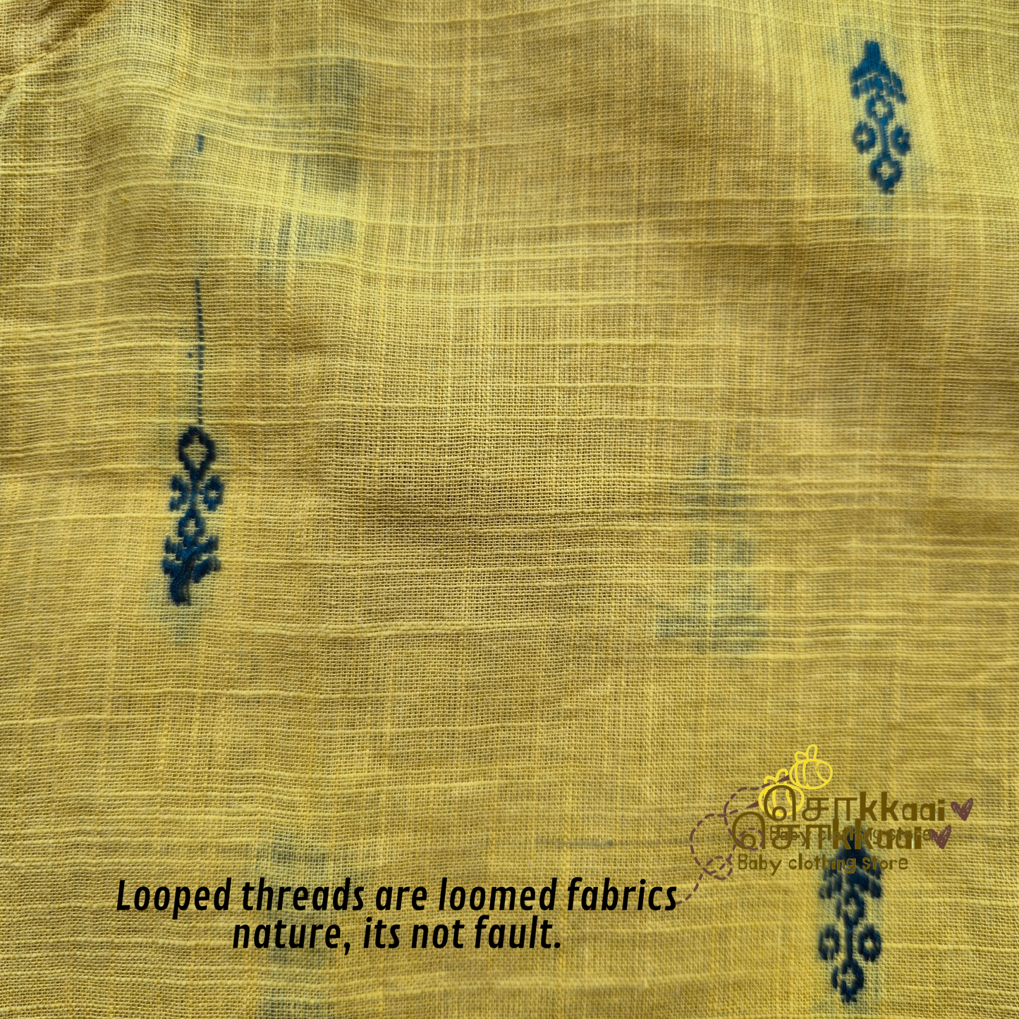 Yellow & Blue Butta Cotton Kids Dhoti Set (0-5yrs) - Sokkaai