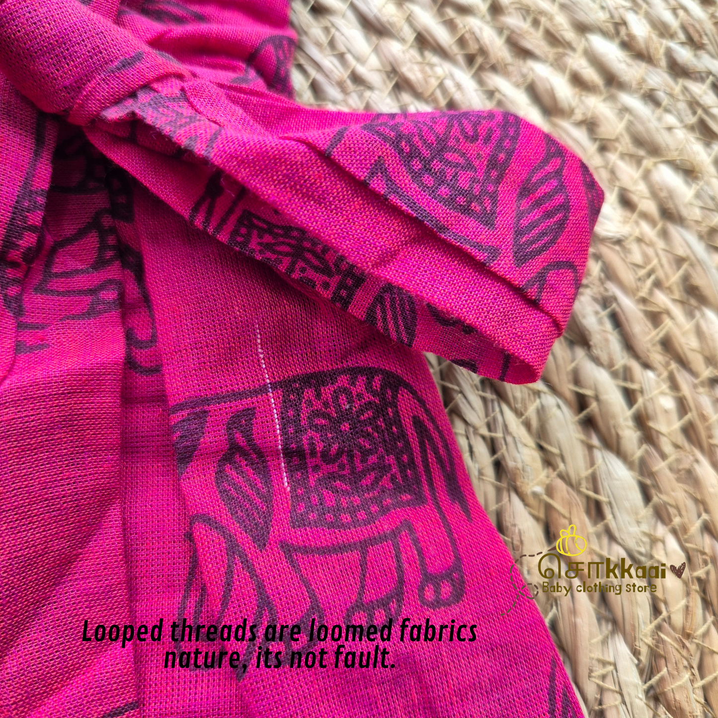 Magenta elephant printed Overlap Flared Girl Frock (0-3years) - Sokkaai