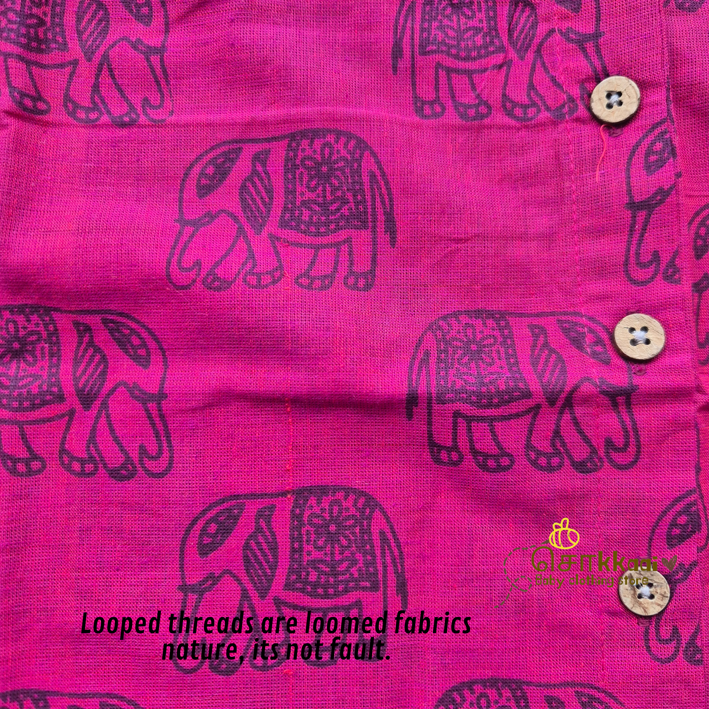 Magenta elephant printed cotton Kurta/ Jippa (0-3years) - Sokkaai