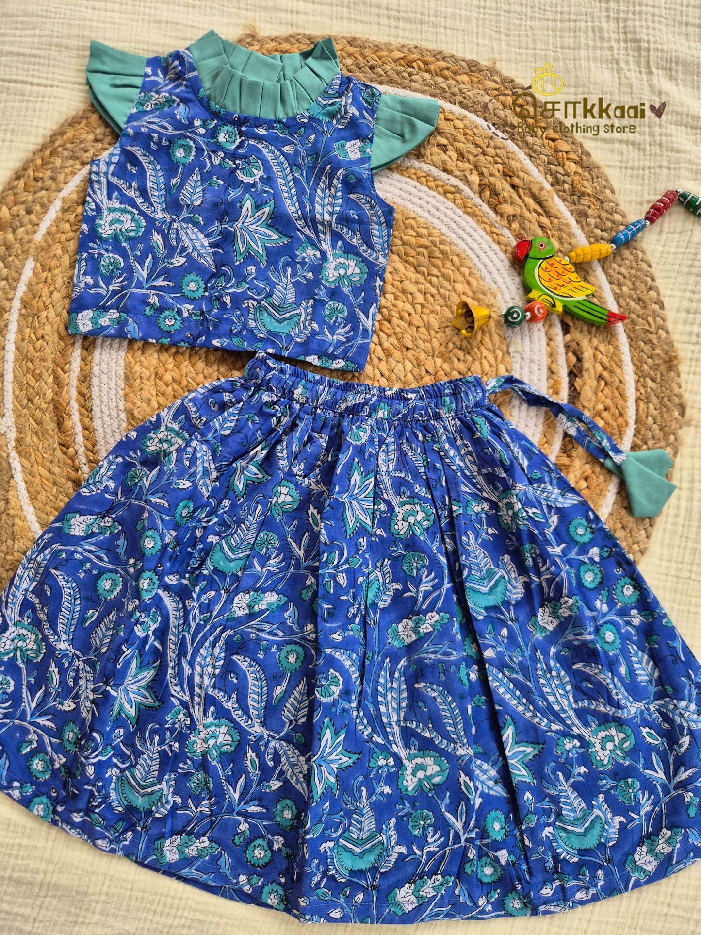Indigo Bloom Skirt and Top Girls (6m-6years) - Sokkaai