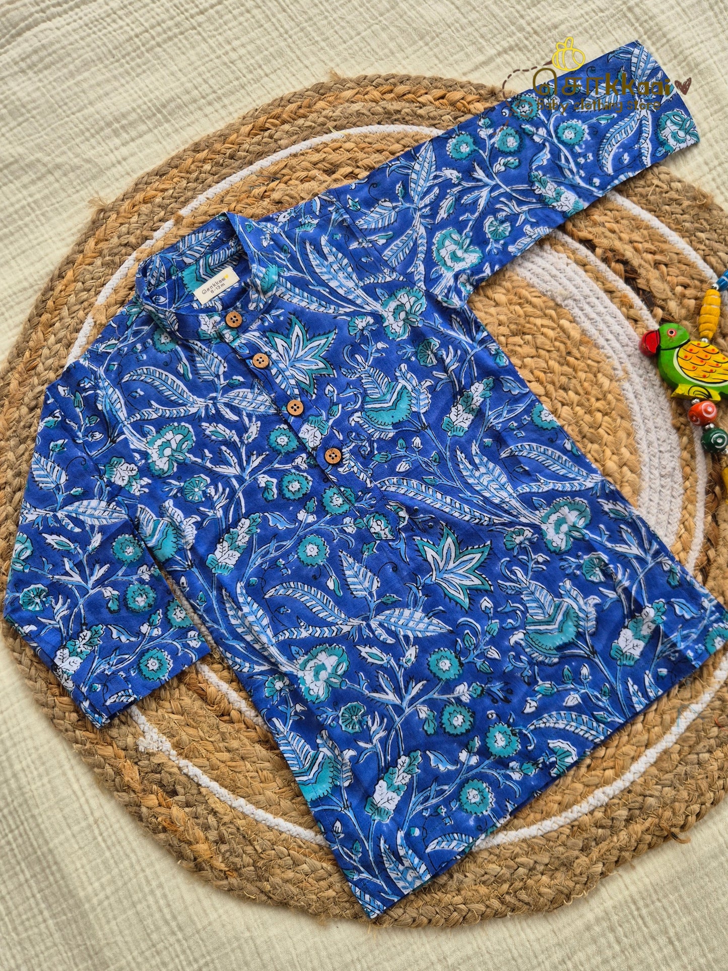 Indigo Bloom Long Kurta(6m-6yrs) - Sokkaai