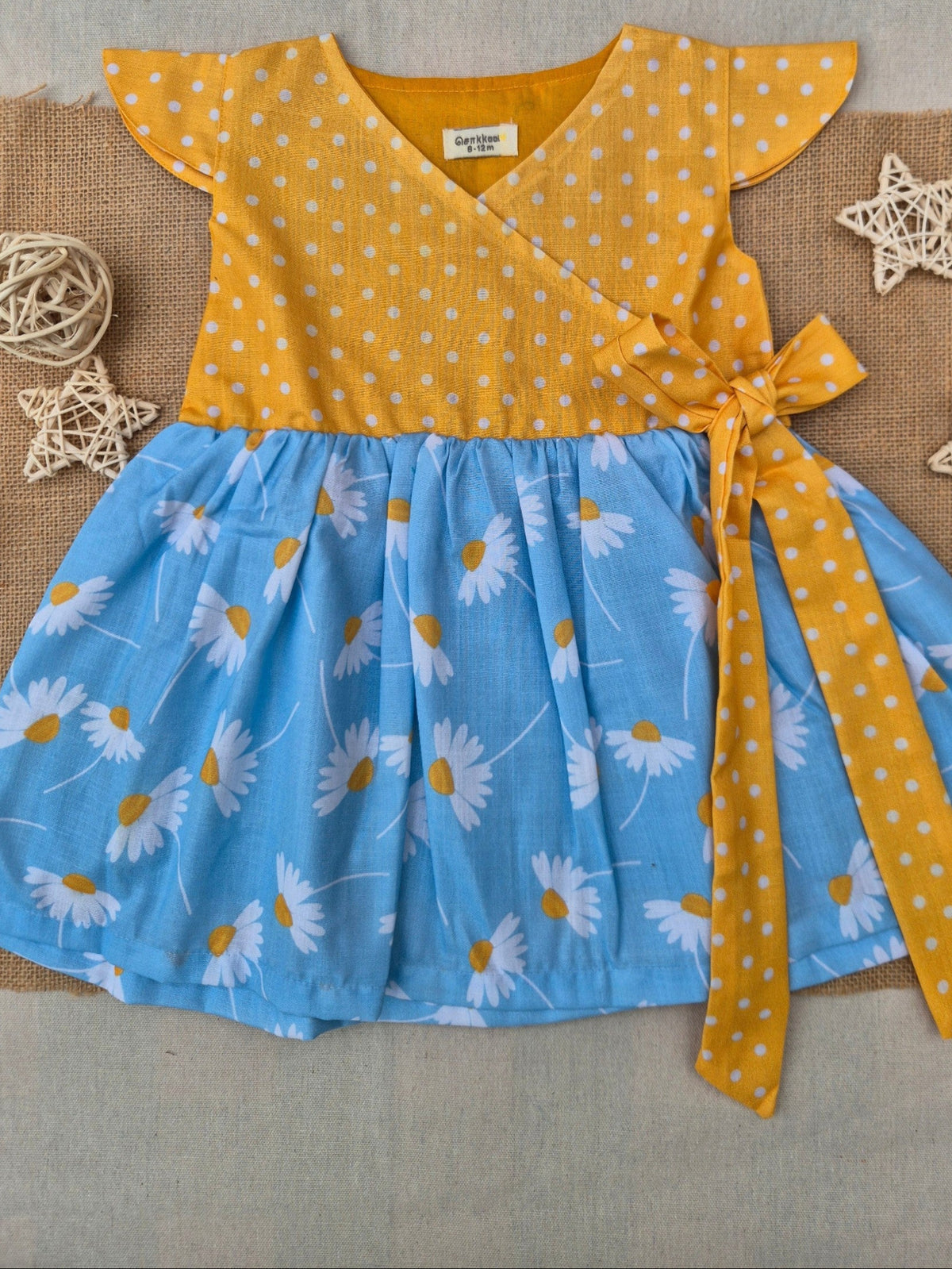 Sunshine Daisy Overlap Flared Girl Frock (0-3years) - Sokkaai