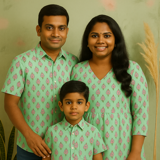 Mint green Dad-Mom-Son Combo