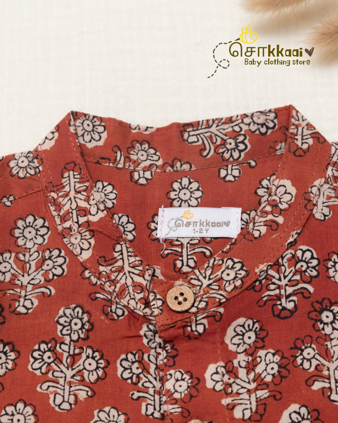 Earthy Petals Mandarin Collar Kids Shirt (0-6yrs) - Son