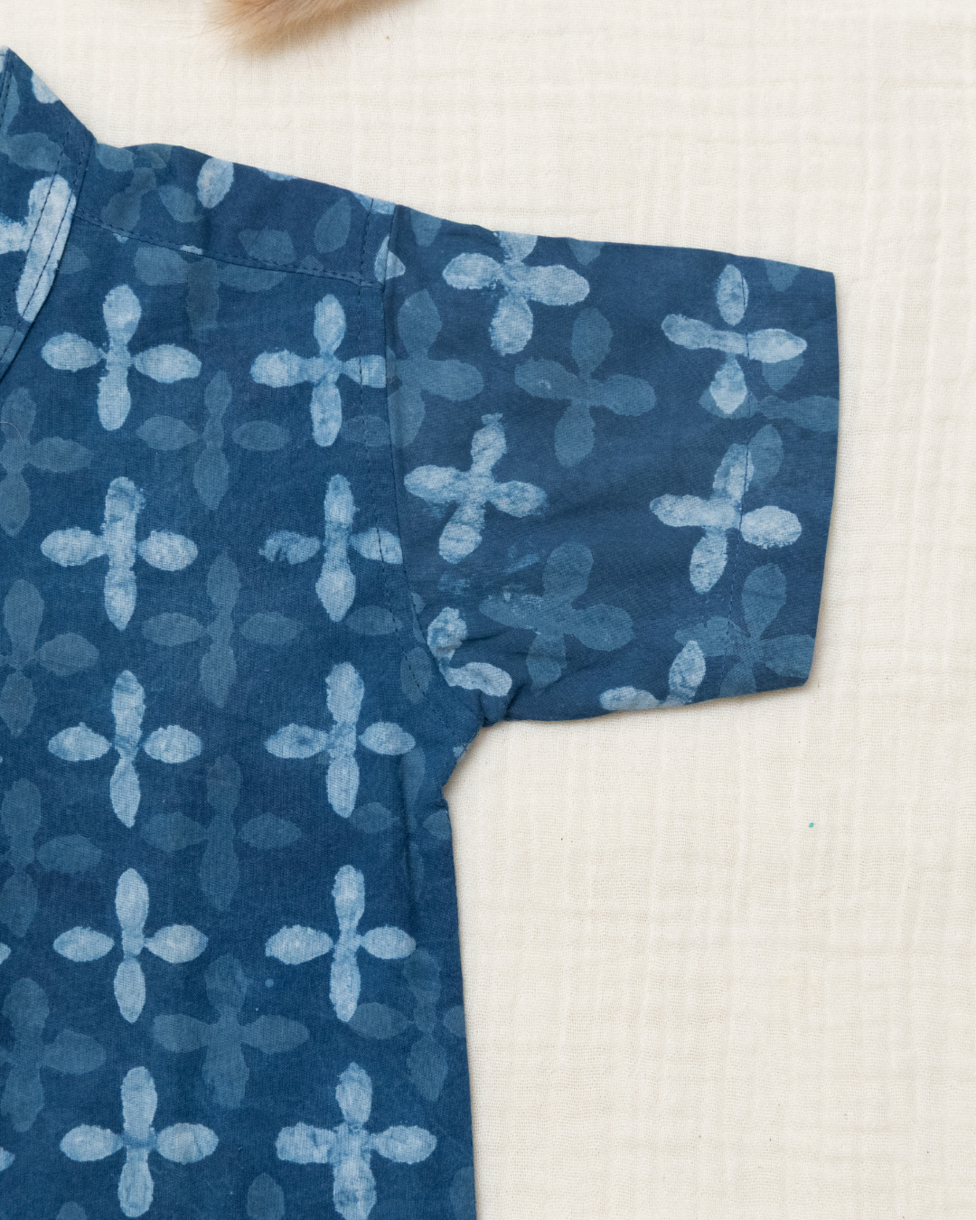 Indigo Petals Mandarin Collar Kids Shirt (0-6yrs) - Son