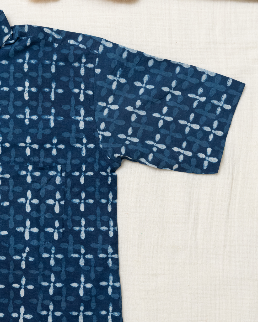 Indigo Petals Standard Collar Men Shirt (M-XXL) - Dad