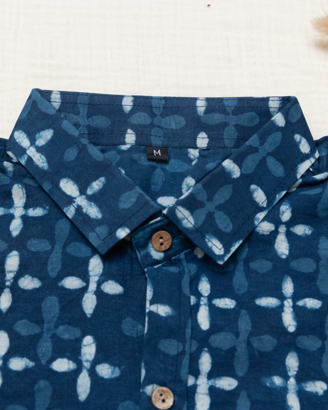 Indigo Petals Standard Collar Men Shirt (M-XXL) - Dad