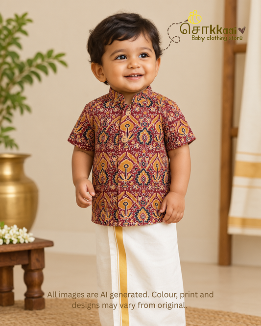 Rustic Boho Mandarin Collar Shirt (0-6yrs) - Sokkaai