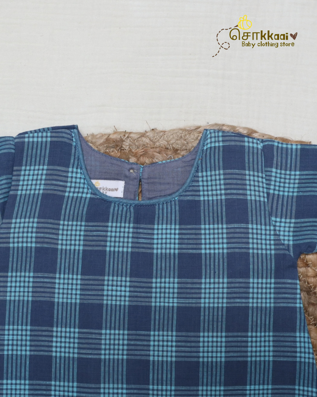 Navy Aqua Checks Chudi Set (1-6years) - Sokkaai